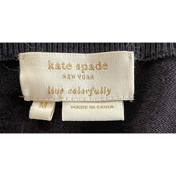 Kate Spade NY Jeweled Sweater Black Button Up 100% Cotton Dressy Ladies Medium - Picture 6 of 10